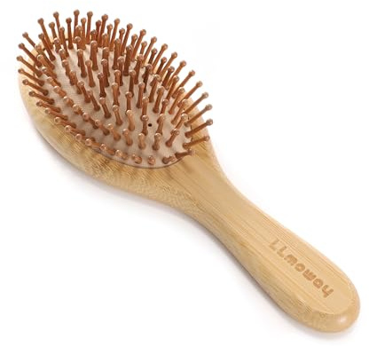 LLmoway Natural Bamboo Hair Brush for Hair Growth Bristles Detangling Wooden Paddle Hair Brush for Massaging Scalp All Hair Types Women Men Kids Ergonomic Handle Oval Regular