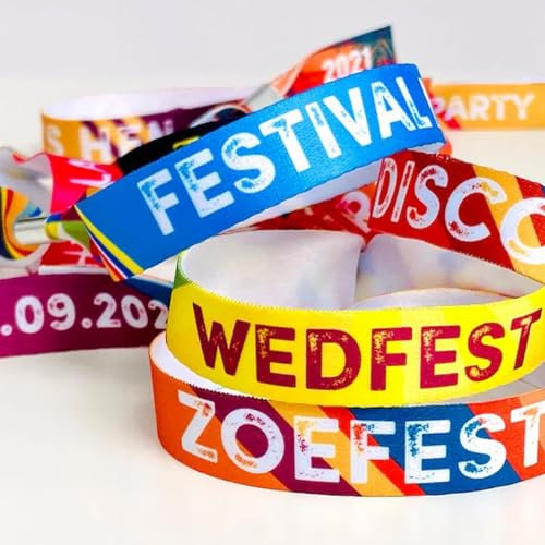 50/100 Stück personalisierte wetterfeste Einweg-Sicherheitsarmbänder, individuelle Festivalarmbänder, bedruckte Stoffarmbänder