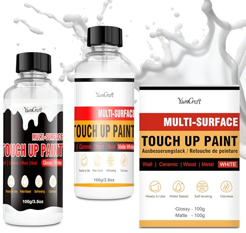 White Touch Up Paint Pen 2x100g Matte Gloss Multi-Surface Wall Repair Paint | Repairs scratches, chips, cracks on walls, cabinets, doors, tubs, tiles, porcelain, wood furniture. Fast-drying, water-based
