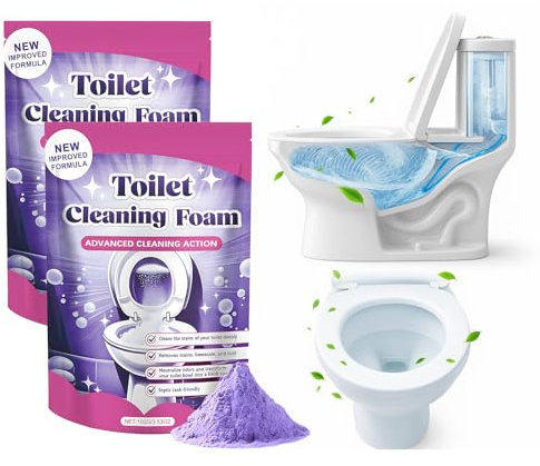 Toilet Cleaning Foam, Touch Free Fizzy Foam Toilet Cleaner, Foaming Toilet Cleaner for Deep Cleaning, Limescale Remover Toilet, Toilet Bowl Cleaner, 100g 2pcs, Easy to Use for Daily Maintenance