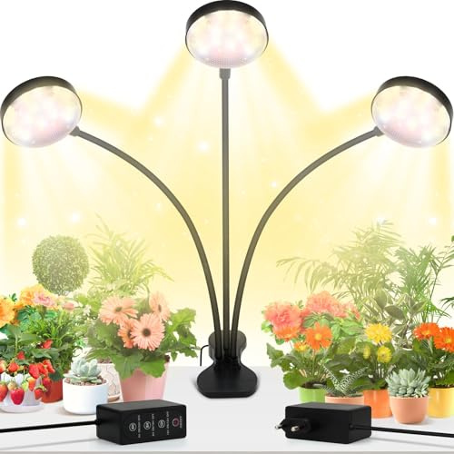 YIKEDAN Pflanzenlampe, 75 LEDs Vollspektrum Pflanzenlampe, Clip-on Pflanzenlicht, Wachstumslampe für Pflanzen Gemüse Anzucht, Grow Light für kleine Pflanzen mit Timer-Einstellung (4/8/12H)