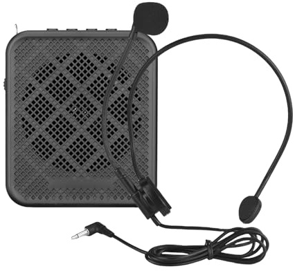 Matybobe Amplificador de Voz, Megáfono Portátil, PA con Auriculares con Cable, Micrófono, Entrada Auxiliar MP3, Amplificador para Profesores, Guías Turísticos, Altavoz Recargable (Negro)