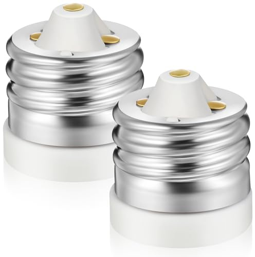 2 Packs E39 to E26 Socket Converters, Ceramic Mogul E39 to Standard Medium E26 Screw Base Light Bulb Socket Converter Mogul Base Adapter Sockets Reducer, Maximum 660W and 200℃ Heat-resistant