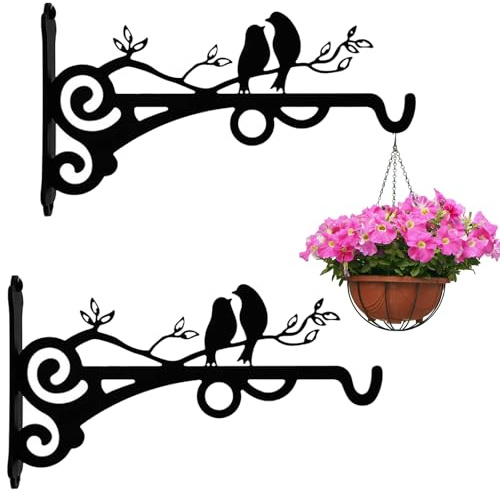 Sertay 2 Stück Vogelhäuschen Wandhalter, Blumenampel Wandhalter Haken, Pflanzen Halterung Eisen, Wandbehang Korbhalterungen, Geeignet zum Aufhängen von Blumen, Pflanzen, Windspielen, Vogelhäusern