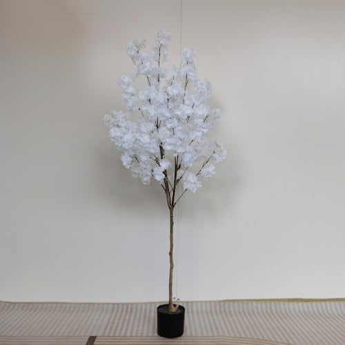 Piptyllite Cerisier artificiel blanc artificiel pour mariage, maison, bureau, décoration intérieure ou extérieure, convient pour 741-C, 155 cm