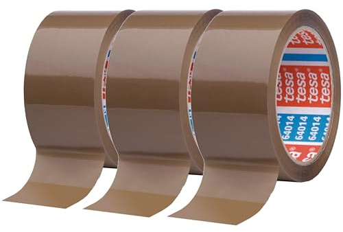 tesa Paketband tesapack Paketbänder im Set - 3 x hochwertiges Packband - 66 m x 50 mm (3 Rollen braun)