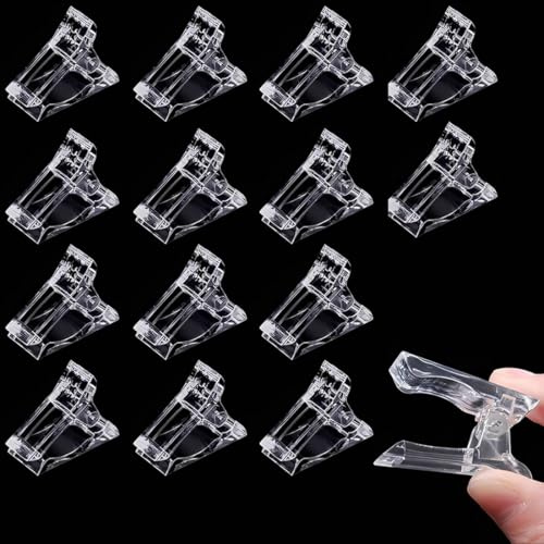 JYNXOR Pinces Ongles Transparentes,15 Pcs Pinces Ongles,Clip à Ongles Cristal,Pinces à Ongles en Gel,pour Les Extensions D'ongles et La Manucure