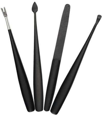 Hemobllo Kit Outils Manucure Acier Inoxydable 4 Pièces, Coupe-cuticules, Fourchette Pour Cuticules, Lime à Ongles, Ciseaux à Cuticules, Soins Des Ongles, Usage Professionnel Et Domestique