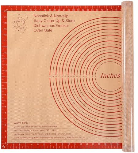 Silicone Pastry Mat 36x24 Inch Nonstick Baking Mat with Measurements, Kitchen Counter Mats for Dough, Pastry, Dough Rolling, Kneading Board, Pie Crust, Fondant, Bread, Pasta, Pizza