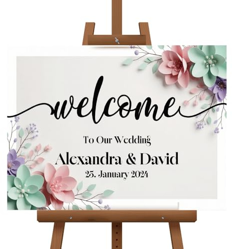 Personalised Wedding Welcome Sign - Custom Photo & Text Foam Board - A1 A2 A3 A4 - Elegant Reception Entrance Decor & Engagement Party Display