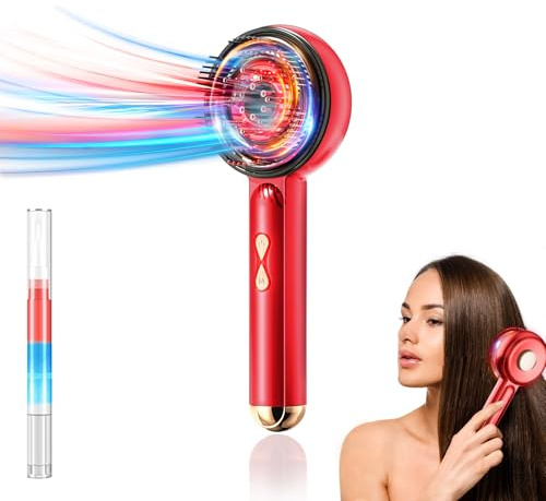INCFADDY Elektrischer Kopfhautmassagegerät mit Rotlichttherapie für Haare, 2-in-1 Multifunktions-Kopfhautmassagekamm, kabellos & tragbares Haaröl-Applikator für den Hausgebrauch