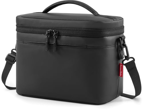 PeranoRidia Bolsa Termica Porta Alimentos con exterior de PU, Bolso Comida Trabajo Hombre y Mujer, Nevera Pequeña Portatil Para Picnic, Camping, Viajes, Playa, Escuela, 9L Negro