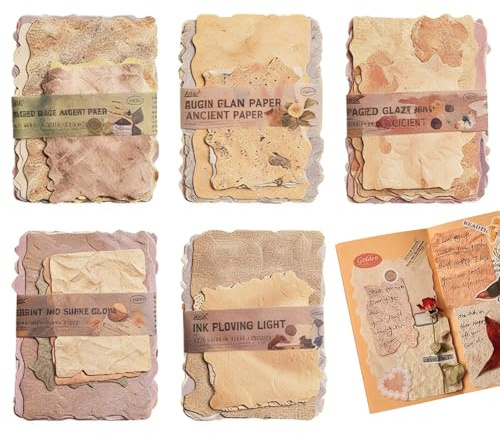 140 Blatt Scrapbook Papier, 8 x 12.5 cm Scrapbook Zubehör, Vintage Scrapbook Papier, Journal Zubehör Scrapbook Zubehör DIY Art Deco Papier für Scrapbooks, Tagebücher, Notizbücher