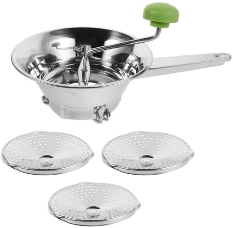 DIYEAH 1 set composto da spremi pomodori a manovella, passaverdure e macinino rotante per frutta e verdura, robot da cucina non elettrico e macinino con setaccio in acciaio inox.