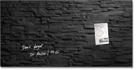 SIGEL GL149 Premium Glas-Whiteboard 91x46 cm Motiv Schiefer-Stone hochglänzend, SGS geprüft, einfache Montage, Glas-Magnettafel Artverum