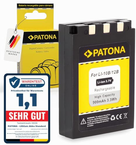 PATONA Akku Ersatz für Olympus Li-10b Li-12b Battery 900mAh 3.7V | Ersatzakku für mju 300 400 410 500 600 800 810 Digital Camedia C-50 C-60 C-70 C-470 C-760 C-765 C-770 C-5000 Sanyo DB-L10B