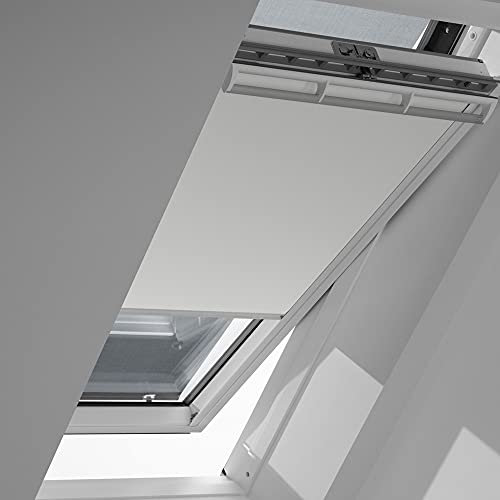 Original VELUX Vorteils-Set ( Verdunkelungs-Rollo + Hitzeschutz-Markise ) für GGL GHL GTL GPL GXL P08 + 408 und GGU GHU GTU GPU GXU P08 in Stofffarbe 1025 Weiss – Markise in 5060 schwarz, Seitenschienen in Silber / DOP P08 1025S