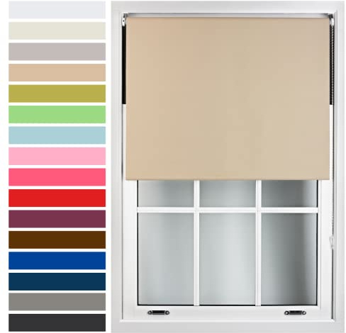 FURNISHED Custom-Made Premium Roller Blinds - Blackout Window Blinds with Metal Fittings - Thermal Insulated and Energy-Efficient - Made to Measure Cappuccino, 90W x 165H cm