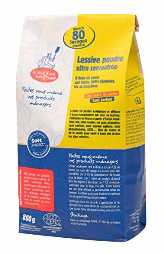 Lessive en poudre écologique ultra-concentrée bio (800 g) - La Droguerie Ecologique - Lessives écologiques et soins du linge