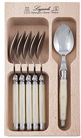 Laguiole by Andre Verdier 6 Piece Teaspoon Set in Wooden Tray