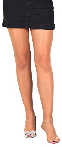 SENTELEGRI Toeless Sheer Summer Tights 15 Denier Open Toe (Dark Beige, Small)