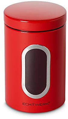 ECHTWERK boîtes à provisions élégantes Single-Rot, pour la conservation de farine/sucre/céréales/thé, boîte métallique avec couvercle hermétique et grande fenêtre, capacité 1, 4L