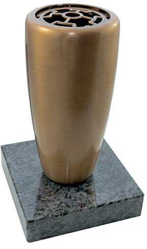 Kunst-Art-Köhl Grabvase 1705 aus Messing oder Aluminium montiert auf einem Granitsockel wahlweise auch ohne Granitsockel (Messing, Orion)