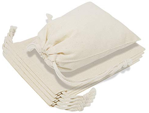TOPDesign 8-Pack 12” x 14” Reusable Produce Bags, Muslin Bags with Drawstrings for Shopping & Storage, 100% Natural Cotton, Washable, Biodegradable, Food Safe