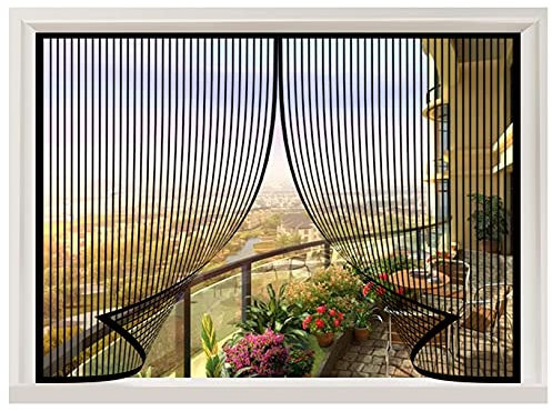 ERPENG Magnetrahmen Fliegengitter 105x110cm Insektenschutz Verschiedene Größen Fliegengitter balkontür Vorhang einfach zu montieren Ohne Bohren für alle Fenster, Schwarz