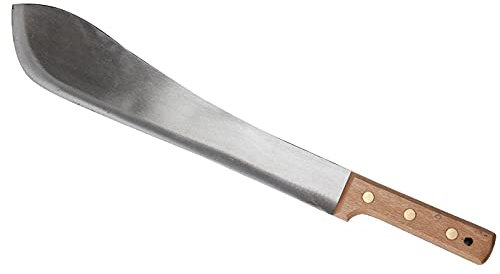 Piantallegra - Machete (macete) grande in acciaio inox e manico in legno completo di fodero, lunghezza lama 35cm