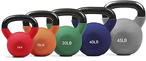 RitFit Neoprene Coated Kettlebell Weight Set, Solid Cast Iron, 5-15 LB (5+10+15 LB)