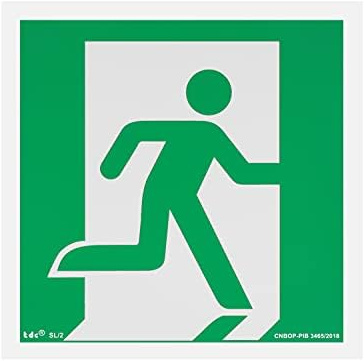 notlok Safety Work Señal de salida de emergencia 15x15 cm fotoluminiscente | Placa PVC + cinta adhesiva, Cartel Salida de Emergencia, para interiores y exteriores, UNE-EN ISO 7010, DIN 67513