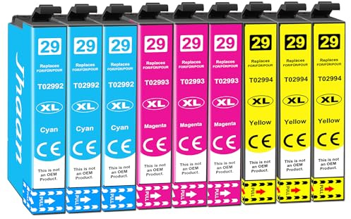 Jhaan 29 XL Tintenpatrone Kompatibel für Epson 29XL für Epson Expression Home XP-235 XP-245 XP-247 XP-255 XP-257 XP-332 XP-335 XP-352 XP-342 XP-345 XP-455 (9er-Pack)