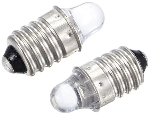 sourcing map E10 Screw Base LED Flashlight Bulbs DC 3V White Light Mini Lamps, Pack of 5