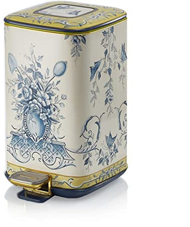 zlw-shop Sofistada y Elegante Bote de Basura for el hogar French Pintado a Mano Lacado de Hojas de Oro Villa de Hoja de Oro Puede Pedal de Lujoso Basura de Pedal (Color : C)