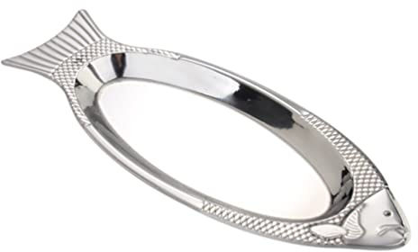 Cabilock Stainless Steel Fish Serving Plate with Magnetic Fish Design 13.4 Inch Steamed Tray for Kitchen Dining and Entertaining