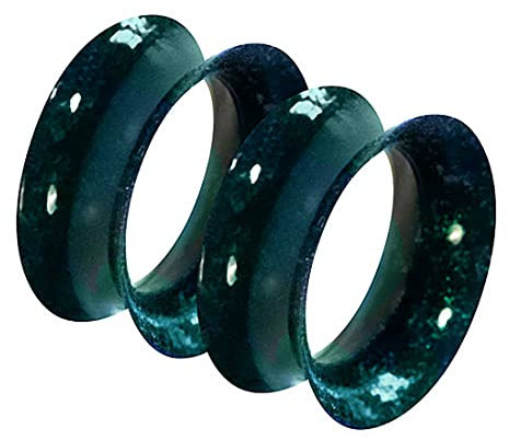 Piercingfaktor Flesh Tunnel Ohr Plug Piercing Silikon dünner Rand extra flexibel Weich Rund Creole Farbig Bunt 1 Paar metallic glänzend Dunkelgrün 20mm