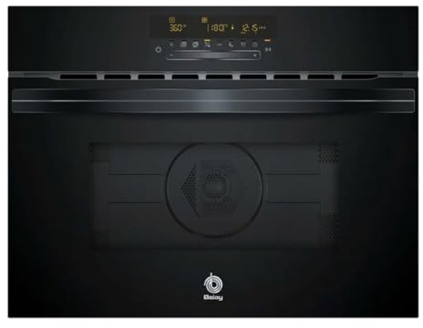 Balay 3CW5179N2 - Compacto, Multifunción con microondas, Encastrable, 45 cm, 44 l, 5 F, Aqualisis, Ap. Abatible Cristal Negro, Control Deslizante, 15 recetas, Programación electrónica de paro, Blanco