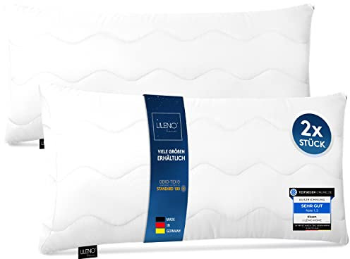LILENO HOME Allergiker Kopfkissen 40x80 (2er Set) – 95°C waschbar, Oeko-Tex & Made in DE – Kissen 40x80 + extra Füllmenge für himmlischen Schlaf – Haut schmeichelndes & geruchsfreies Pillow