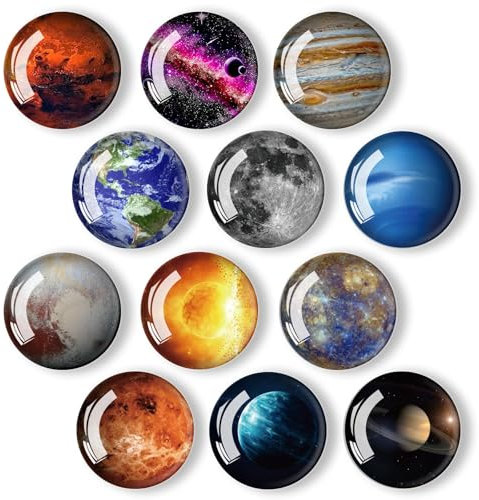 GEFIRE 12 Pezzi Pianeta Calamite Frigorifero, Calamite Bambini, Magneti Frigo, Calamite Frigorifero Particolari, Calamite Frigo Adatte a Lavagne, Frigoriferi, Foto, Ecc (Round/30 Mm)