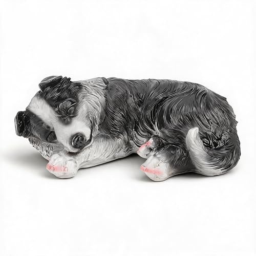 Ornamento per la Statua del Border Collie Addormentato per Scrivania, Scultura di Animali Mini Border Collie per la Camera da Letto di Casa, Regali di Natale per Amici e Bambini