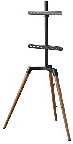 Hama TV Ständer im Staffelei Design (Stabiler Fernsehständer für 32-65 Zoll, höhenverstellbarer TV Stand als Tripod, kompaktes TV Stativ, VESA kompatibler Bodenständer) Echtholz, Buche