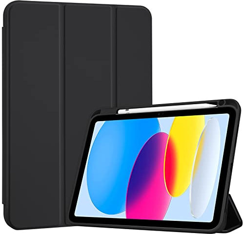 ProCase for iPad (A16) 11th Generation 11 Inch 2025/ iPad 10th Generation 10.9 Inch 2022 Case with Pencil Holder, Hybrid Cover with Soft TPU Back, Supports Touch ID, Auto Wake/Sleep -Black