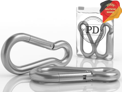 PD® Karabinerhaken Edelstahl 10x100 mm A4 V4A | 2 Stück | Extrem belastbarer, rostfreier Karabiner für Schaukel, Sonnensegel, Hängematte, Schlüsselanhänger & Boot