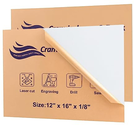 White Acrylic Sheets 12 x 16 x 1/8, 2 Pack Cranviech White Cast Plexiglass Sheet Glass Alternative for Sign DIY Display Projects, Wedding Invitation, Photo Frame, Craft Handcraft and Painting