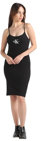 Calvin Klein Vestido para Mujer Monologo Tirantes Estrechos, Negro (CK Black), XXL