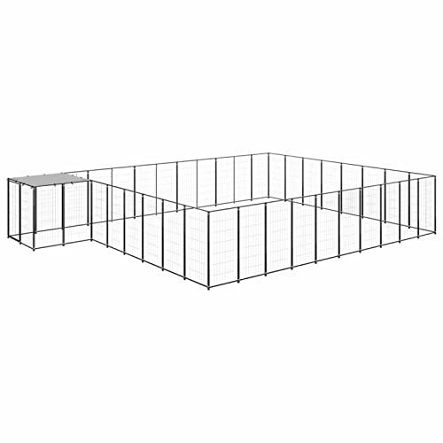 Camerina Hundezwinger Schwarz 25,41 m² Stahl HundehüTte Outdoor Hundehaus HaustierkäFig HundehüTte Outdoor Hunde Hundeauslauf DraußEn 3082229