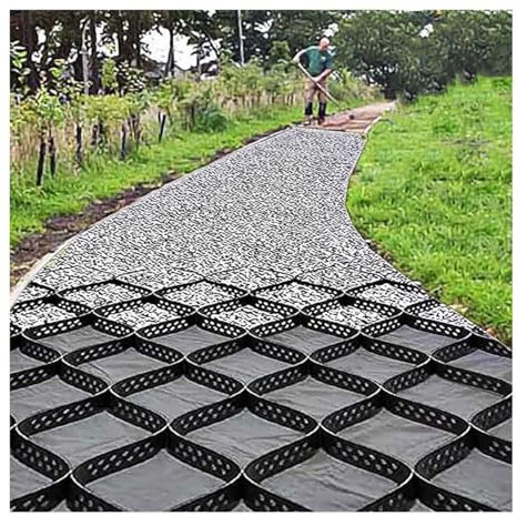 RTOWERM Stabilisateur Gravier Grille de sol Geocell de 2 pouces, grille de gravier de sol HDPE Geogrid, allée de géogrille, système de pavé perméable Grille de stabilisation du sol Pavés perméables Ge