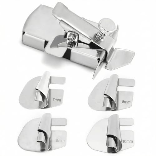 QWORK® 5 Stück Nähmaschinen Rollsaum Nähfuß mit Magnetische Nahtführung, Edelstahl, Rollsaum Nähfuß 7/8/9/10mm