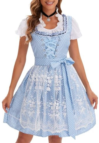 Chope De Bière Médiévale Oktoberfest – Robe de soirée de Serveuse, Tenue de de bière Allemande, Costume d'halloween Épée Médiévale Réelle (Blue, XXXXXL)